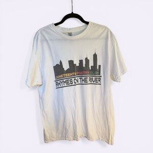 Gildan White Juneteenth "Rhymes on the River" Graphic Tee